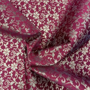 Starflower Brocade Maroon Gold