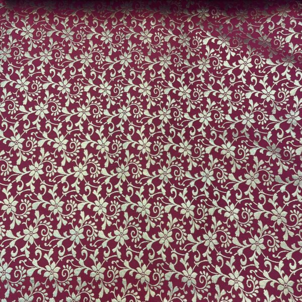 Starflower Brocade Maroon Gold