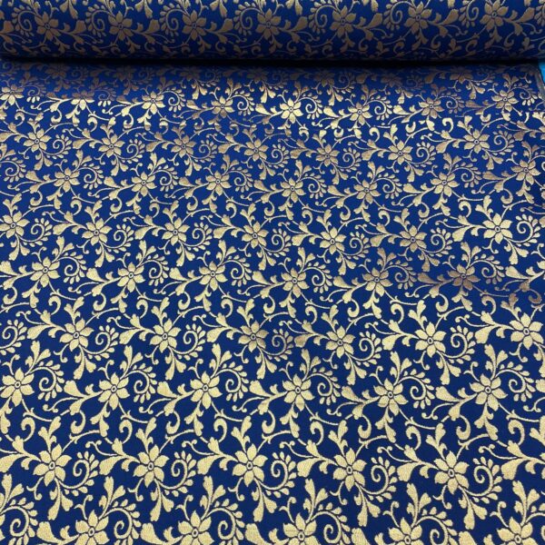 Starflower Brocade Midnight Blue